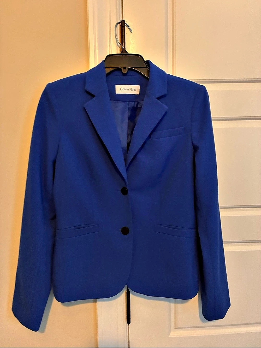 Calvin Klein Two-Button Notch Lapel Blazer Blue